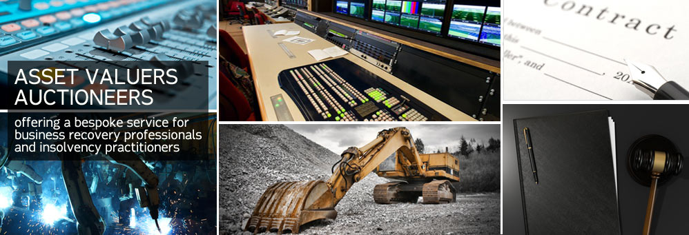 asset valuers and auctioneers various assets protrayed including diggers, music studio and robots